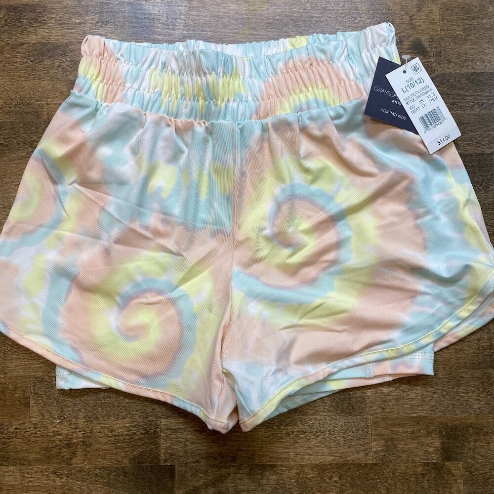 💚Grayson Threads Kids Rainbow Double Lined Shorts Size L – Soft Fabric, Pockets